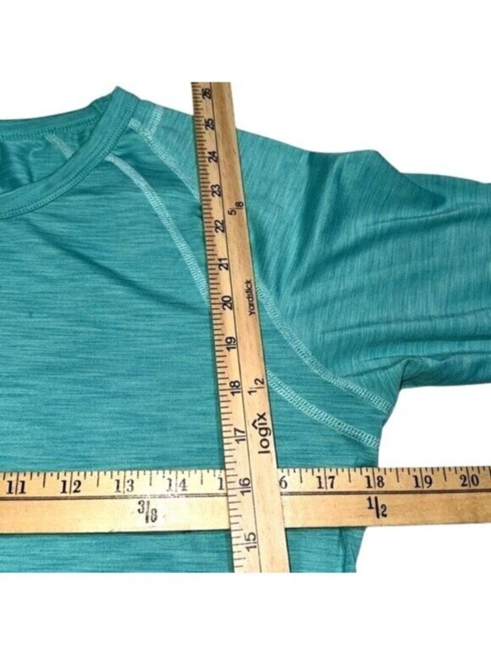 Champion Womens Long Sleeve Performance Shirt XL Teal Heather Polyester & Spande - Picture 6 of 6